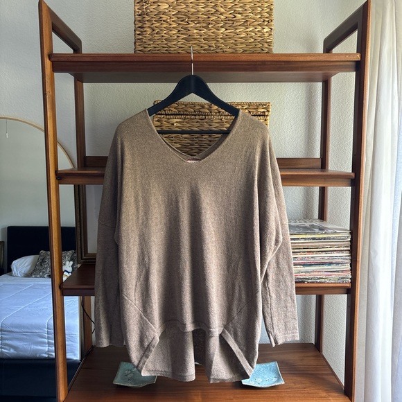 ANDREE BY UNIT Taupe V-Neck Sweater - Picture 1 of 4